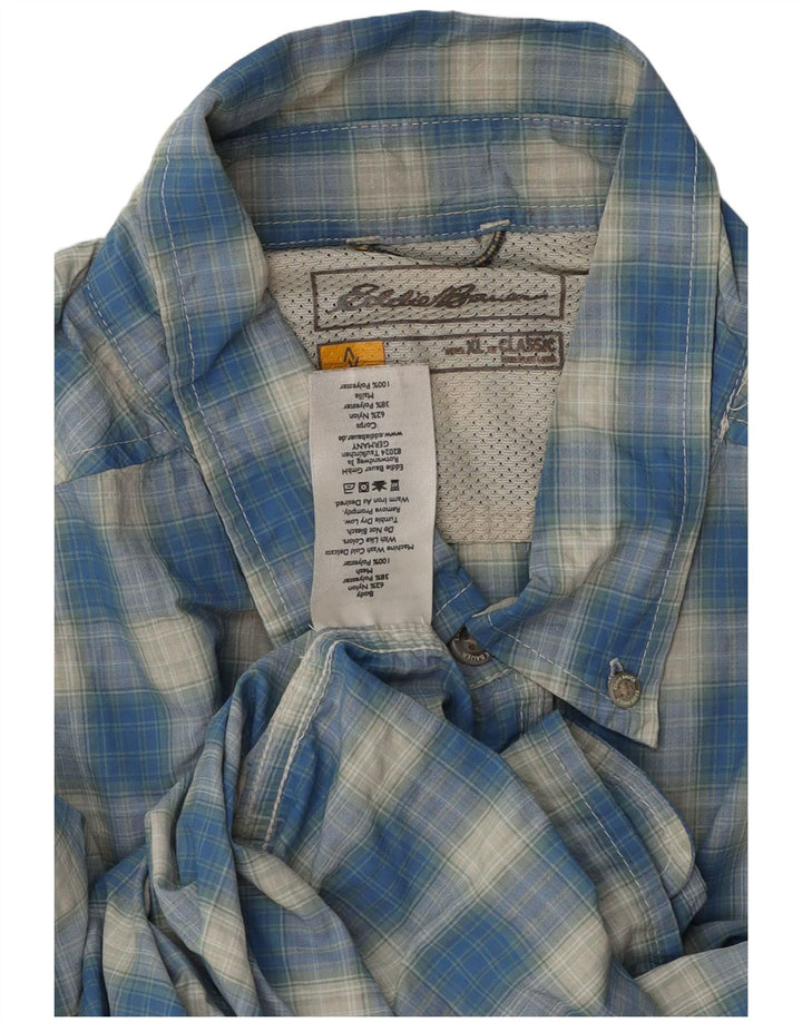 EDDIE BAUER Mens Classic Fit Shirt XL Blue Check Polyester