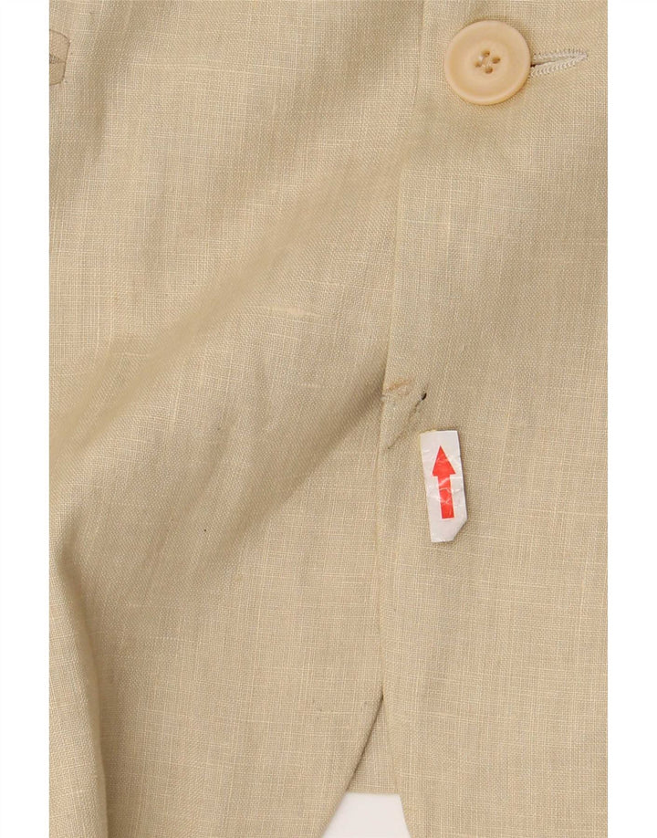 Vintage hombres 3 botones Blazer chaqueta Reino Unido 38 lino beige medio
