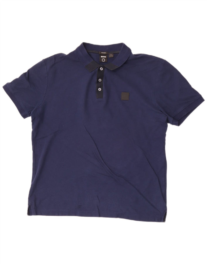 Polo Hugo Boss Hombre Grande Azul Marino Algodón