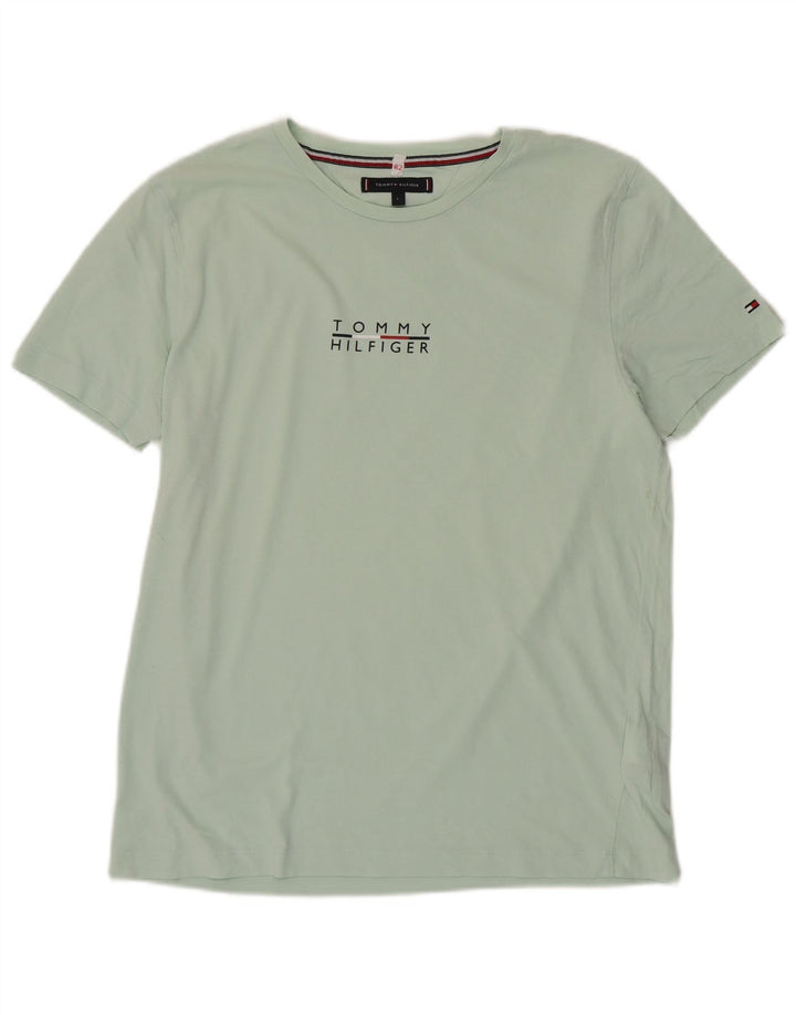 TOMMY HILFIGER Camiseta gráfica para mujer Top UK 46 Grande Algodón verde