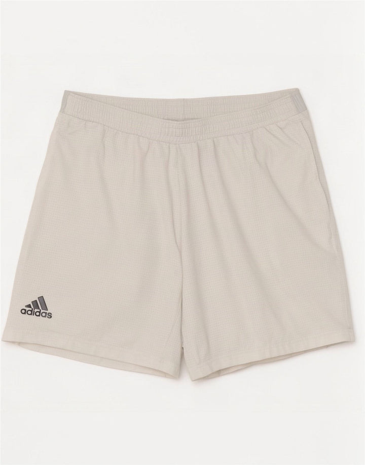 Adidas Pantalones cortos deportivos para hombre XL Blanco Cuadros Poliéster