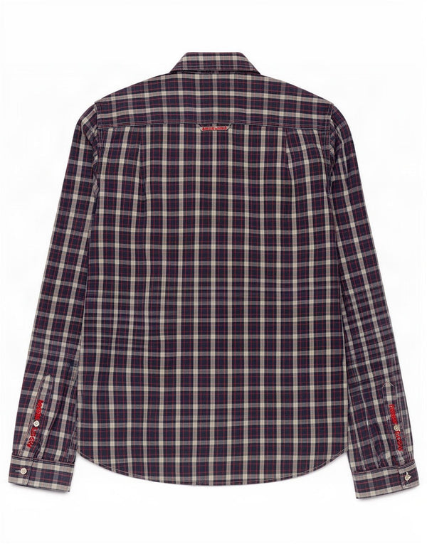 Camisa Superdry Hombre De Algodón A Cuadros Azul Marino Mediano