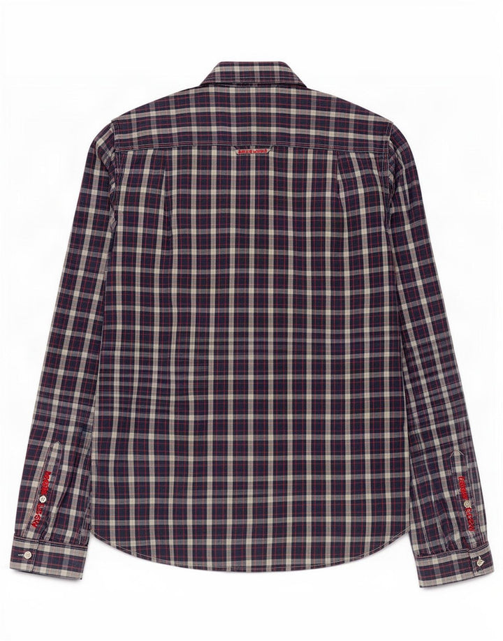 Camisa Superdry Hombre De Algodón A Cuadros Azul Marino Mediano