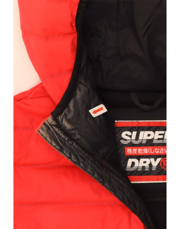 Superdry Mujer Chaqueta Acolchada Con Capucha UK 40 Small Poliéster Rojo