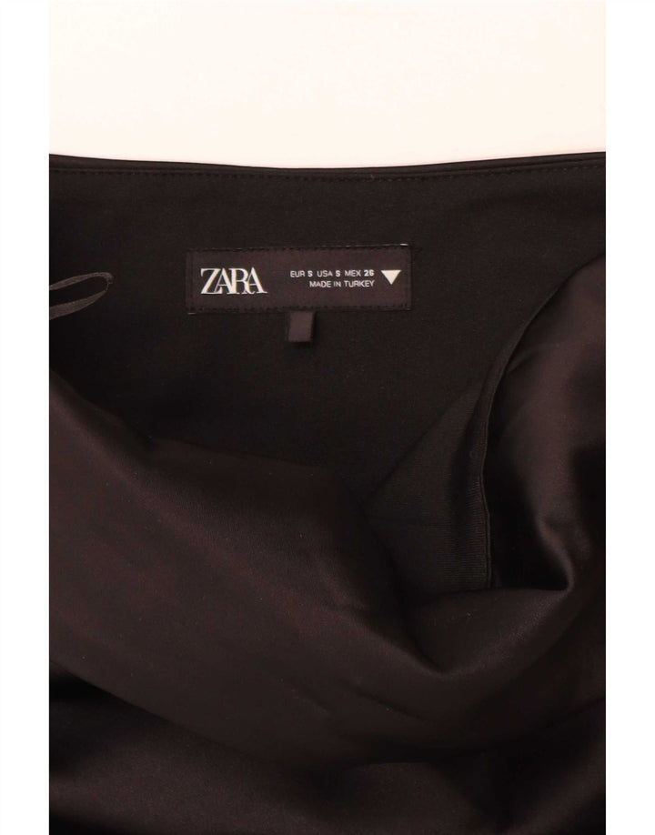 Zara Top corto sin tirantes para mujer UK 40 Small Poliéster negro