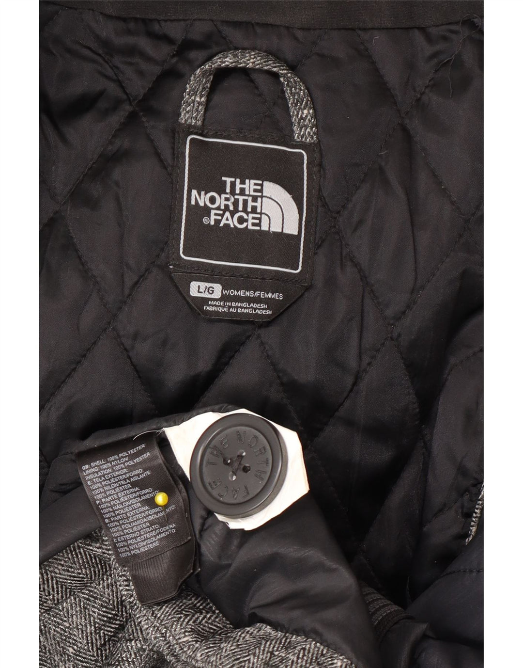 The North Face Chaqueta bomber con capucha para mujer UK 46 Large Grey Herringbone