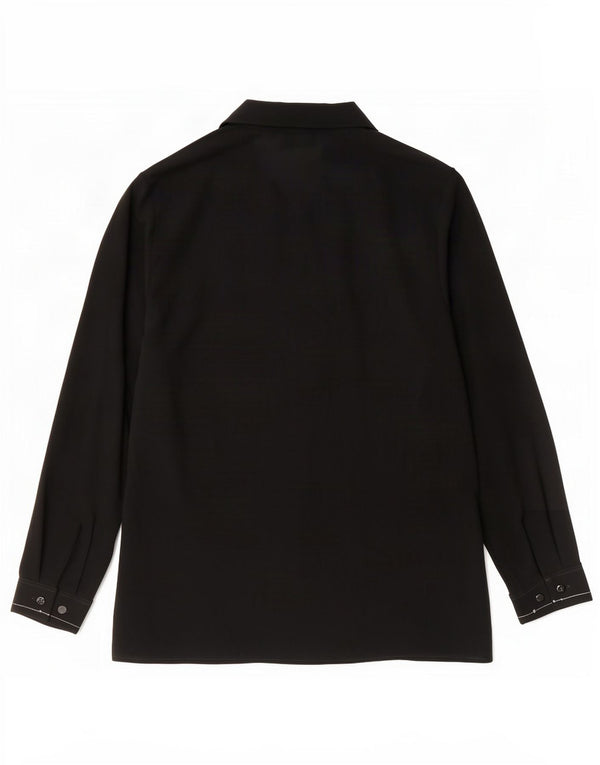 Marks & Spencer Blusa tipo camisa con gráfico St. Michael para mujer, talla 40, talla grande, color negro