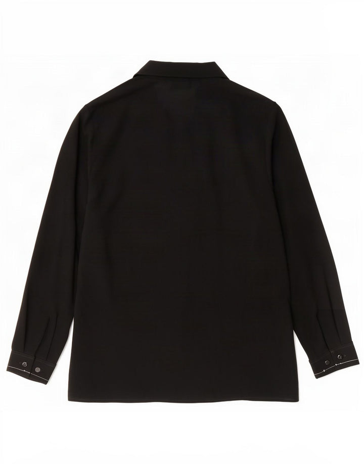 Marks & Spencer Blusa tipo camisa con gráfico St. Michael para mujer, talla 40, talla grande, color negro