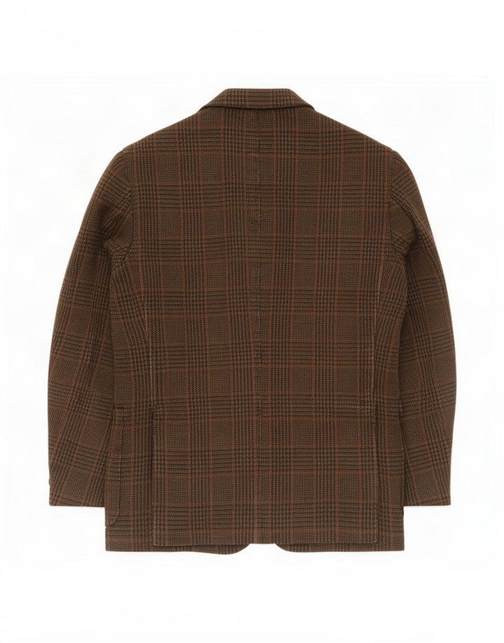 Vintage hombres 3 botones Blazer chaqueta IT 48 cheque marrón medio