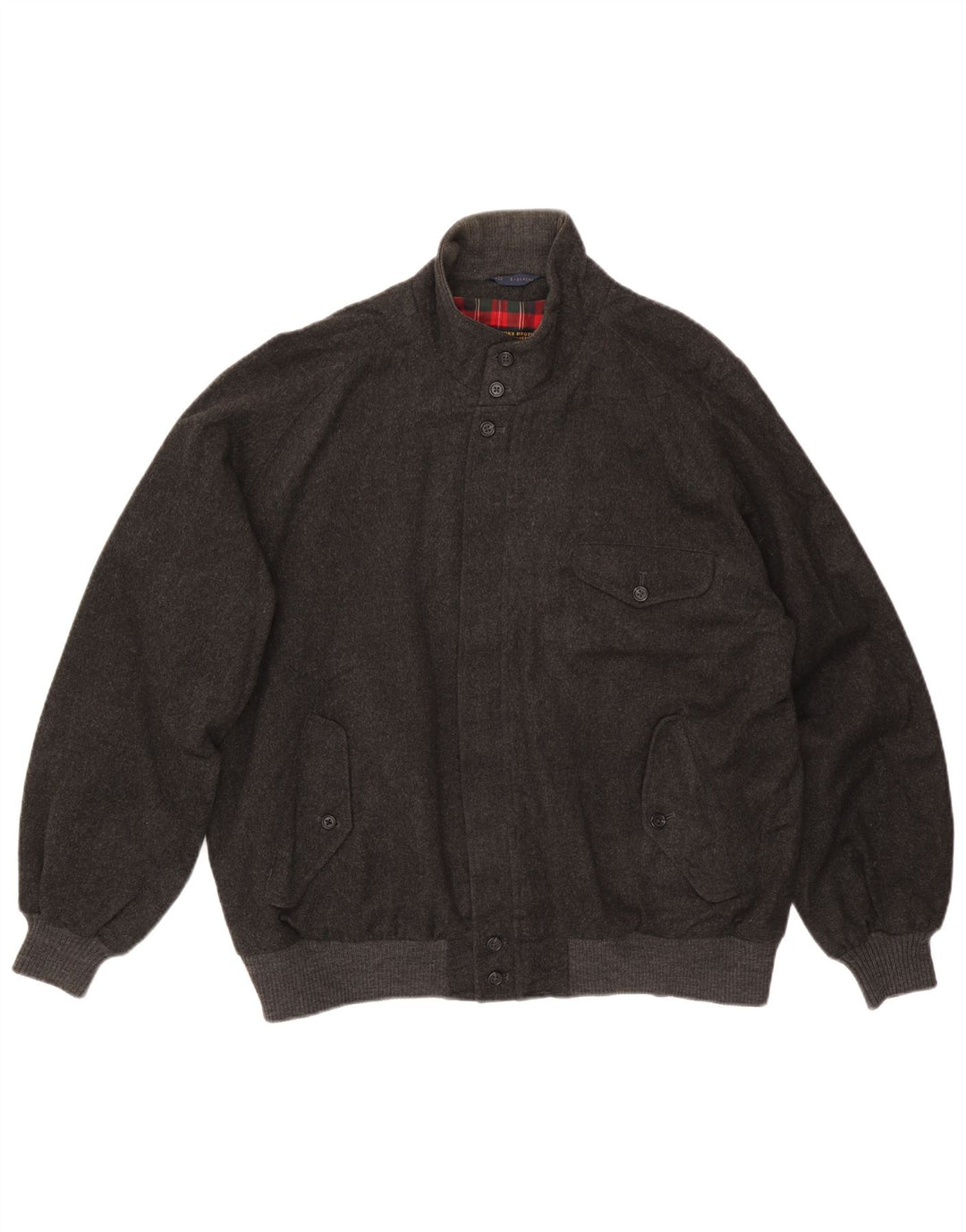 Brooks Brothers Chaqueta Bomber para Hombre UK 44 2XL Lana Gris