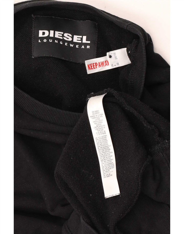 Diesel Sudadera Gráfica para Mujer Jumper UK 44 Mediano Algodón Negro