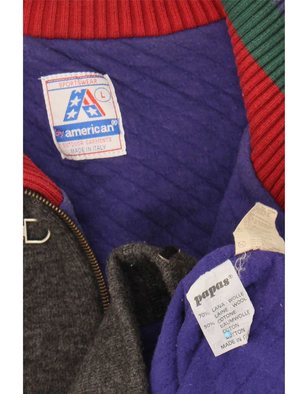 By American Chaqueta Anorak De Punto Para Hombre De Lana Color Block Gris Grande