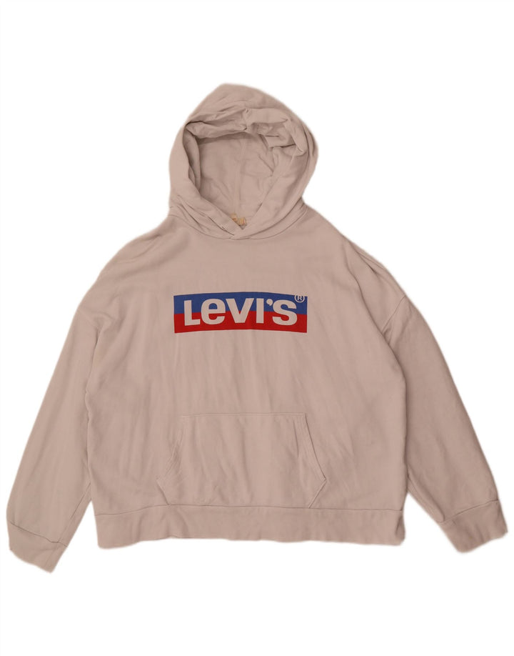 Levi's Jersey con capucha de gran tamaño con gráfico para mujer Reino Unido 14 Algodón blanco mediano