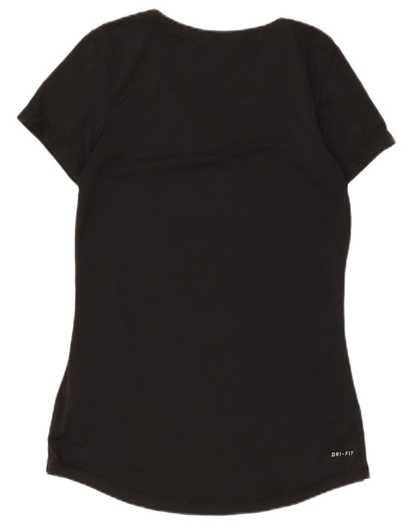 Nike Mujer Dri Fit Camiseta Top UK 12 Mediano Negro Poliéster
