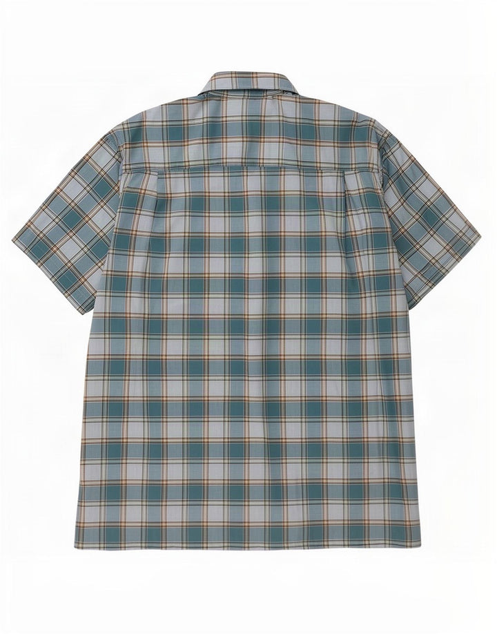 Nautica Camisa Manga Corta Hombre XL Azul Cuadros Algodón