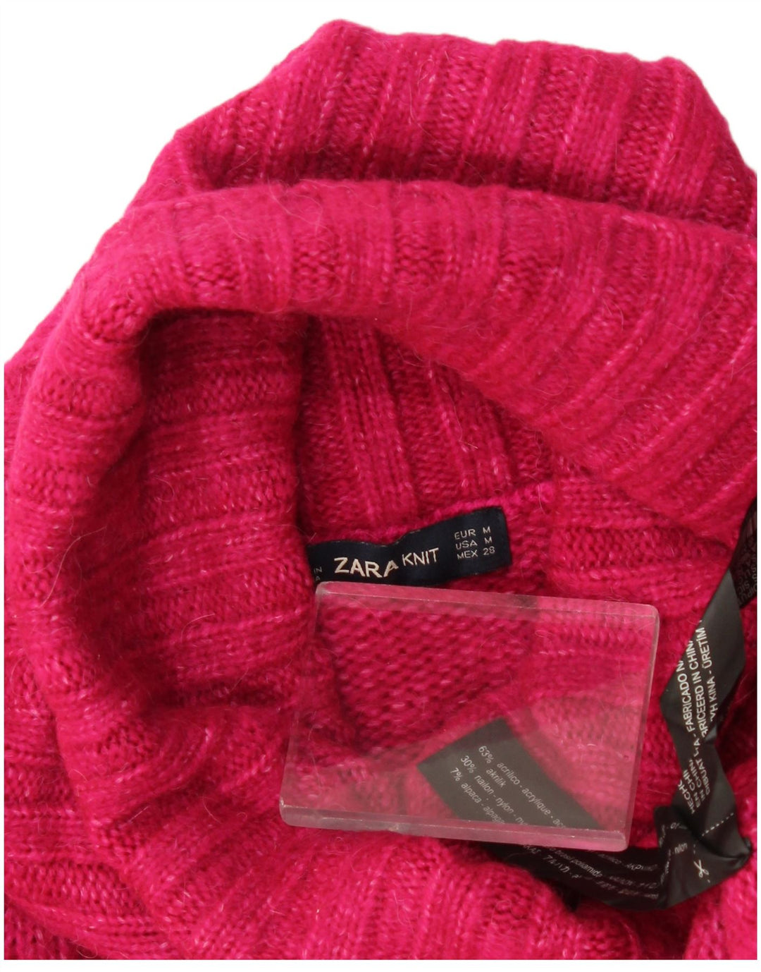 Zara Mujer Jersey Oversize Con Cuello Vuelto UK 40 Acrílico Rosa Mediano