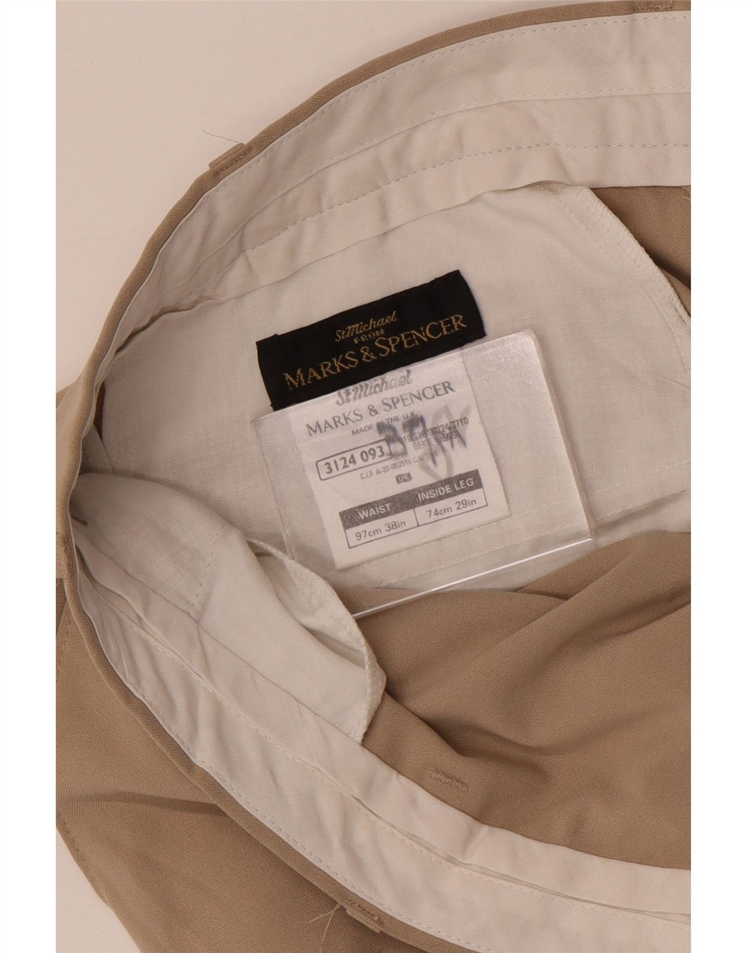 Marks & Spencer Pantalones cortos para hombre W38 L24 Poliéster beige