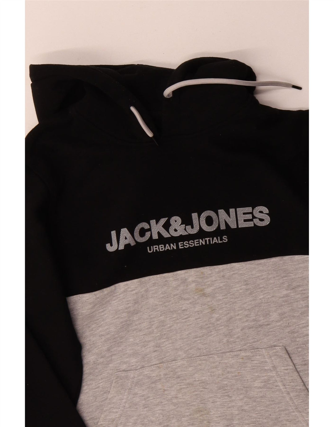 JACK & JONES Hombre Sudadera con capucha gráfica Jumper Small Black Colourblock Cotton