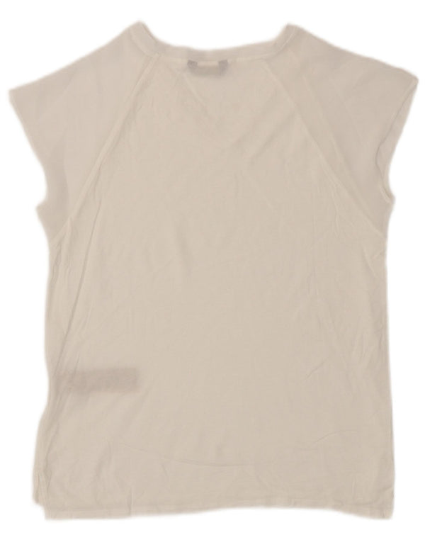 Massimo Dutti Camiseta Mujer Top UK 10 Small Blanco Lyocell