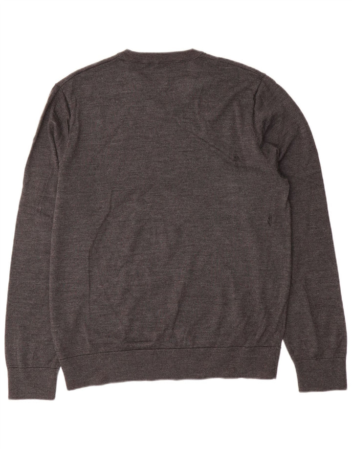 Gap Jersey con cuello en V para hombre de lana gris grande