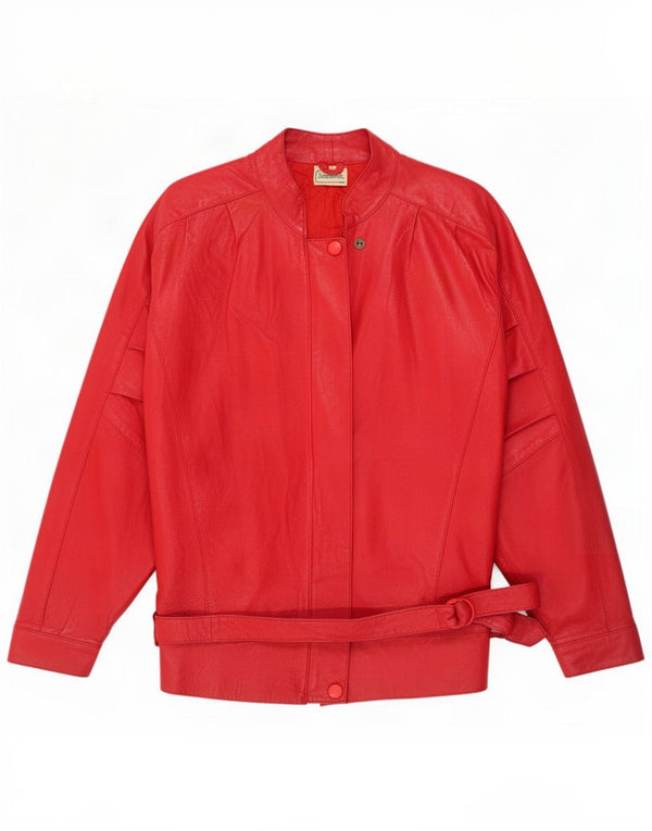 Vintage mujer chaqueta de cuero Reino Unido 16 rojo grande