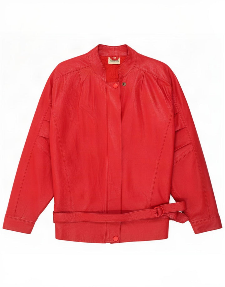 Vintage mujer chaqueta de cuero Reino Unido 16 rojo grande