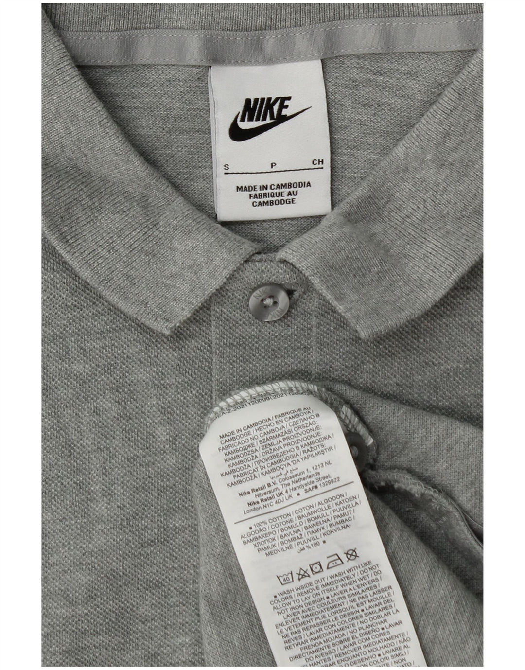 NIKE Mens Polo Shirt Small Grey Cotton