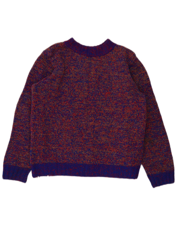 Vintage mujer tortuga cuello jersey suéter Reino Unido 16 grande azul moteado