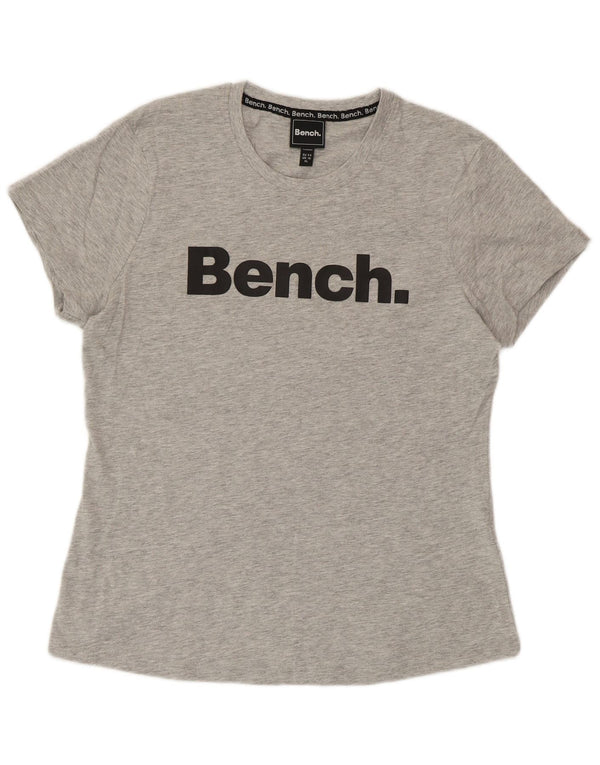 BENCH Camiseta gráfica para mujer Top UK 40 Grande Algodón moteado gris