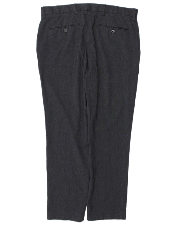 Marks & Spencer Pantalón chino ajustado para hombre W34 L29 Poliéster azul marino