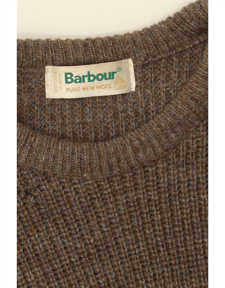 BARBOUR Jersey De Cuello Redondo Para Hombre De Lana Nueva Caqui Medio