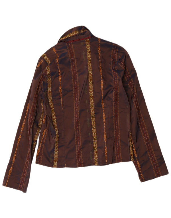 Vintage mujer camisa blusa Reino Unido 12 marrón medio Paisley