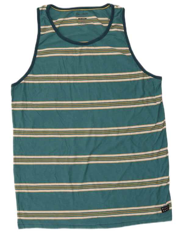 Billabong Camiseta sin mangas ajustada a medida para hombre 2XL Algodón a rayas verdes