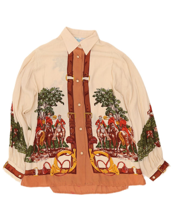 GABRI ELLE LA CAMICIA Blusa camisera gráfica para mujer UK 40 Large Off White