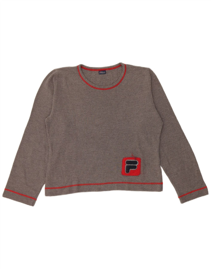Fila Mujer Crop Graphic Top Manga Larga UK 46 Grande Gris