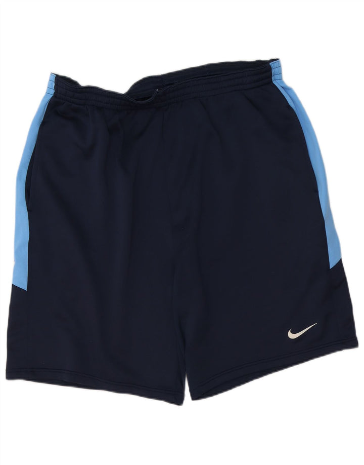 NIKE Pantalones cortos deportivos Dri Fit para hombre 2XL Azul marino Colorblock Poliéster