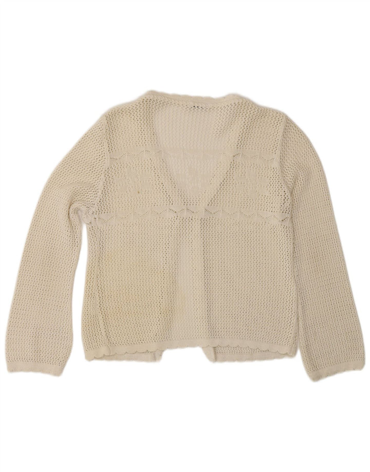 Vintage mujer crochet cardigan suéter Reino Unido 12 blanco medio