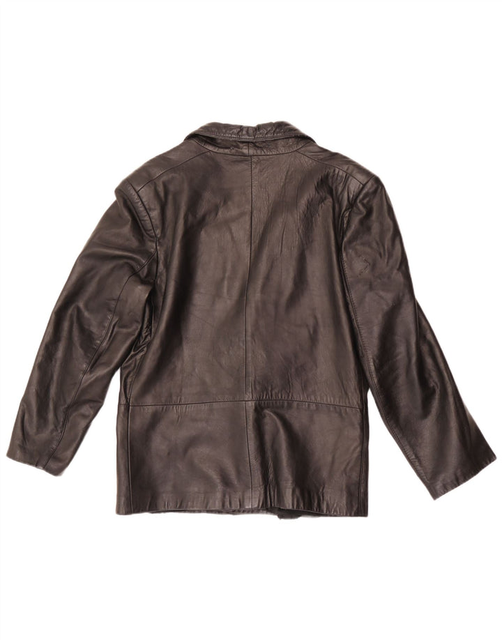 Vintage hombres 1 botón cuero Blazer chaqueta IT 46 pequeño cuero negro