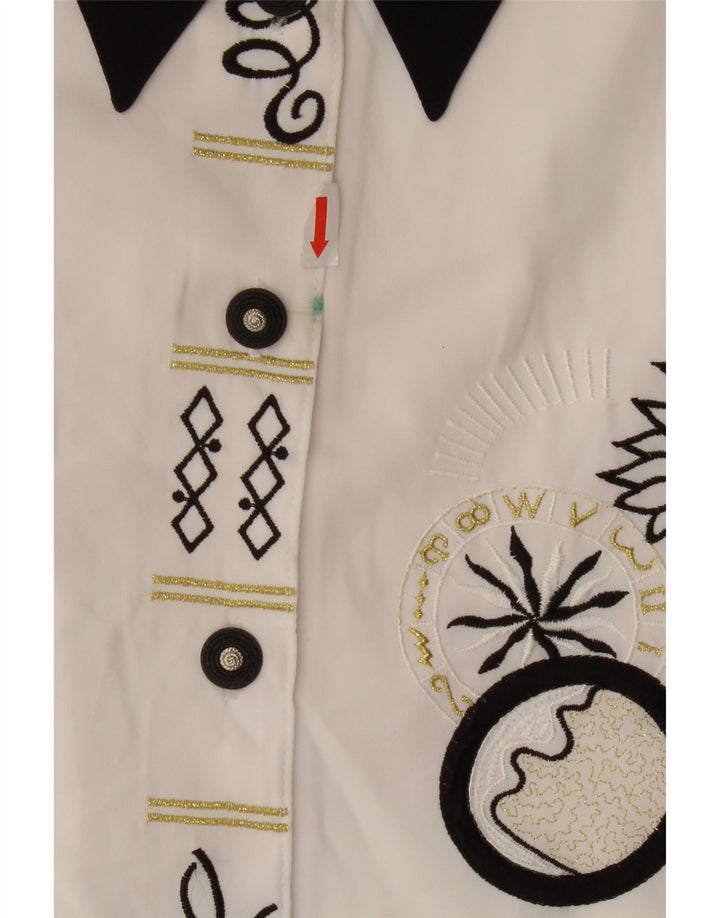 Yessica Camisa Gráfica Mujer EU 40 Medio Blanco Poliéster Geométrico