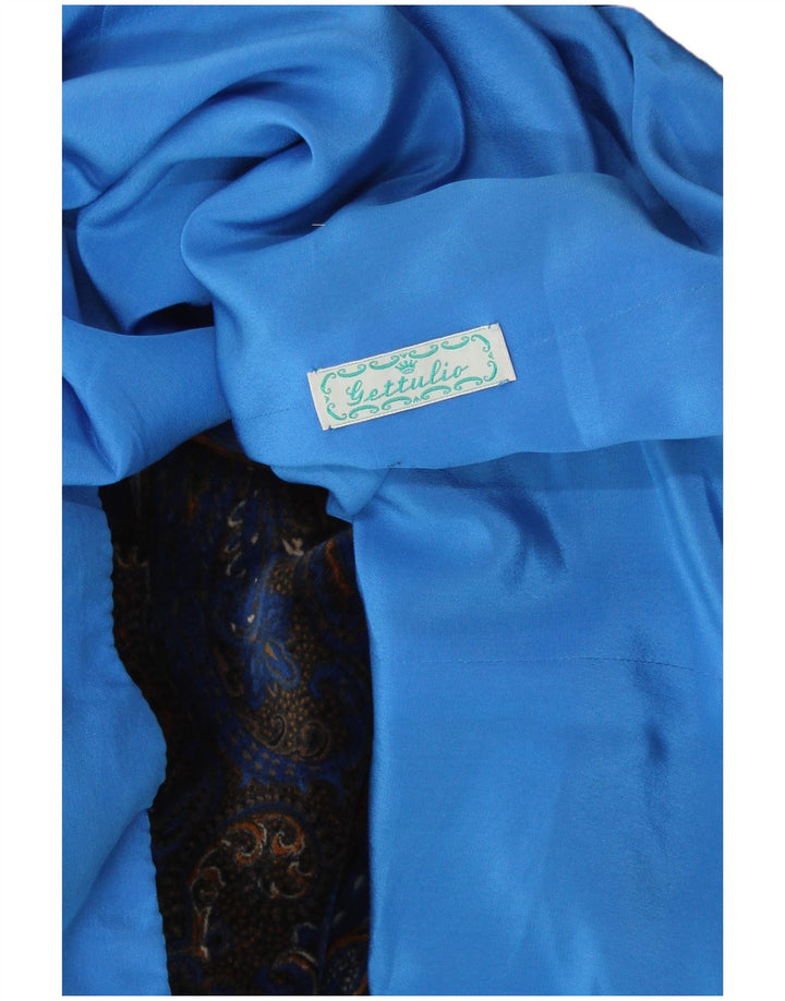 VINTAGE Mujer Terciopelo 5 Botón Blazer Chaqueta Reino Unido 14 Grande Azul Paisley