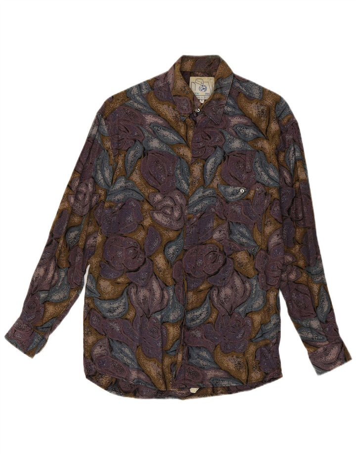 Camisa de hombre VINTAGE pequeña viscosa floral multicolor