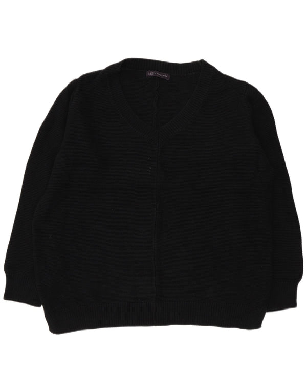 Marks & Spencer Jersey con Cuello en V para Hombre UK 20 2XL Algodón Negro