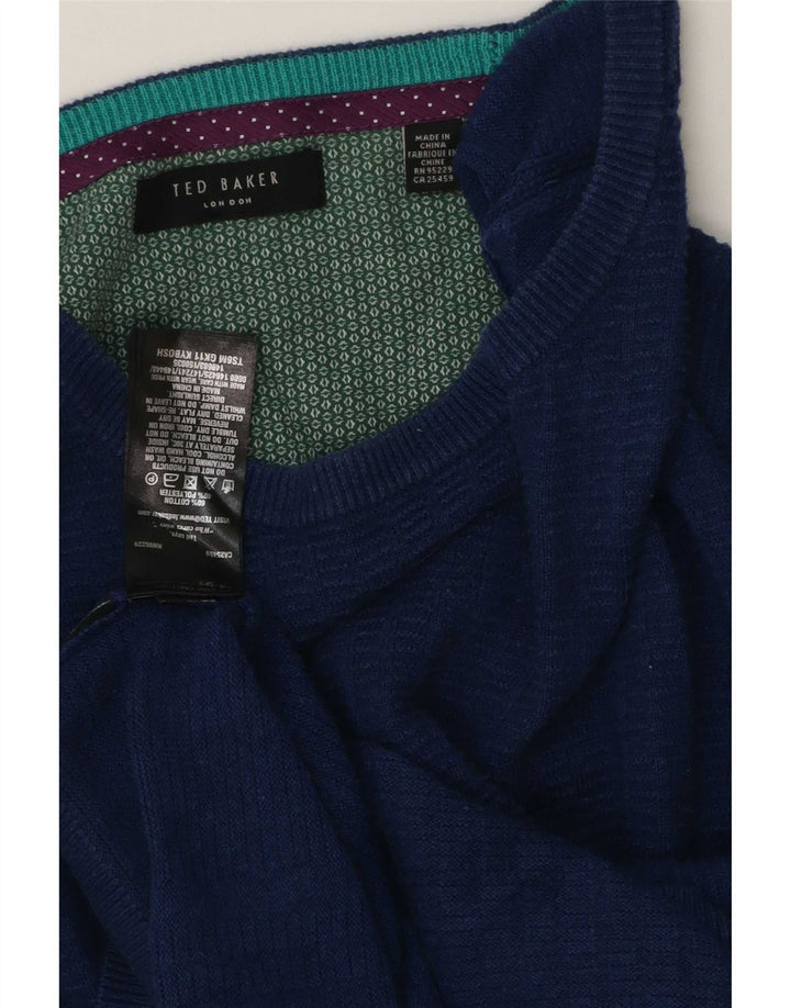Ted Baker - Jersey para hombre con cuello barco, talla grande, algodón azul