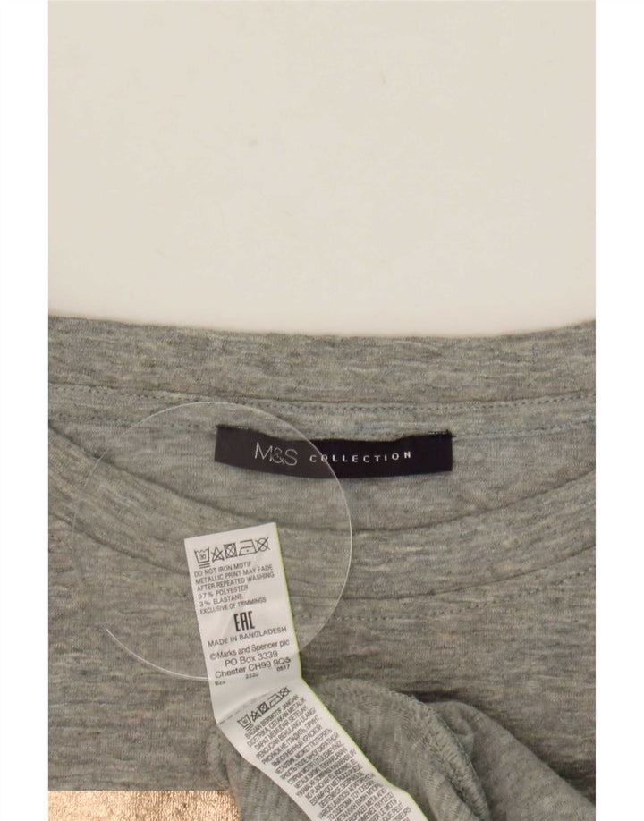 Marks & Spencer Top gráfico para mujer de manga larga UK 46 Grande Gris Colorblock