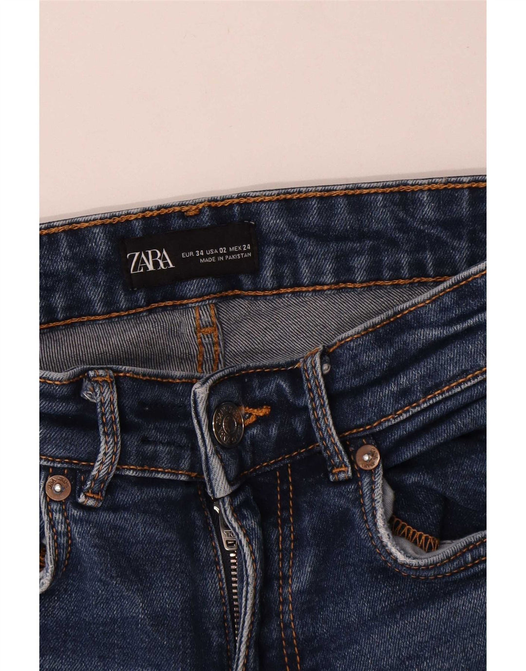 Zara Jeans Acampanados Cortos para Mujer EU 34 2XS W24 L25 Azul