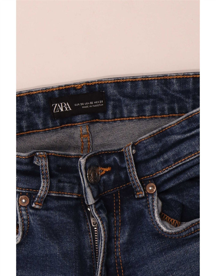 Zara Jeans Acampanados Cortos para Mujer EU 34 2XS W24 L25 Azul
