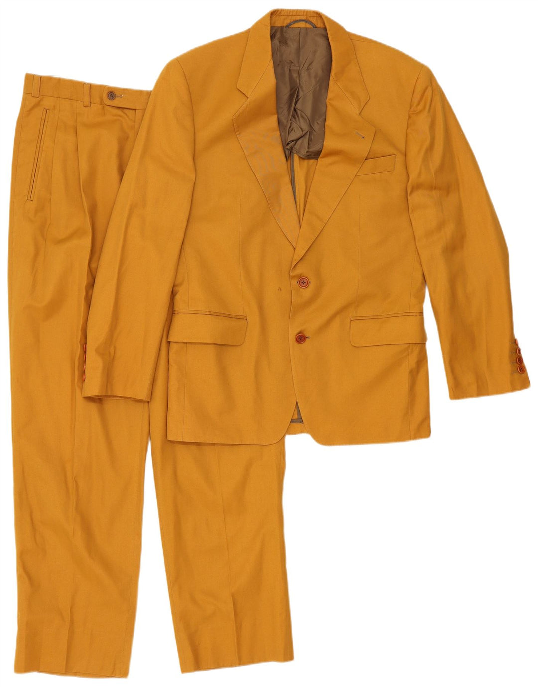 Vintage hombres 2 botones traje de 2 piezas IT 48 Medio W32 L32 Algodón Amarillo