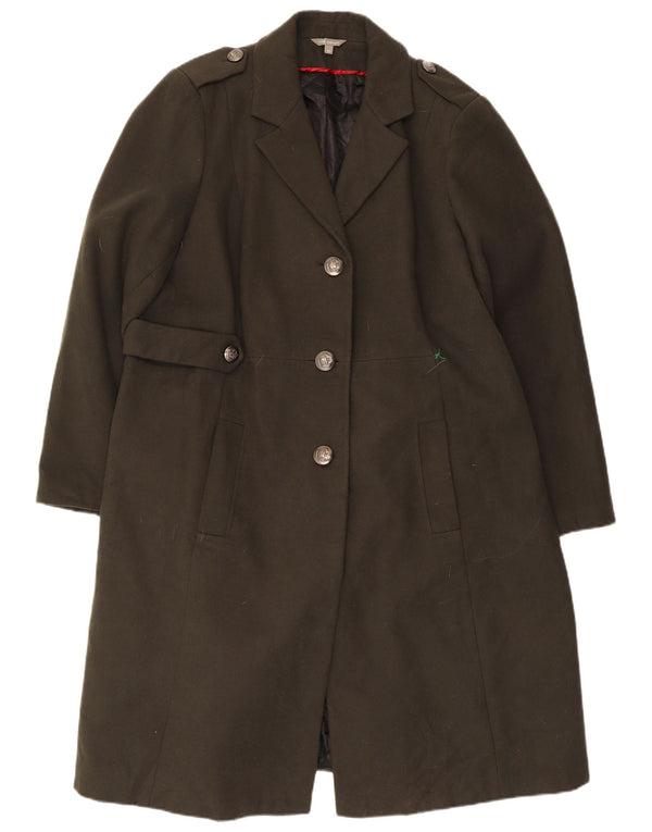 Marks & Spencer Womens Military Overcoat UK 22 3XL Khaki Polyester