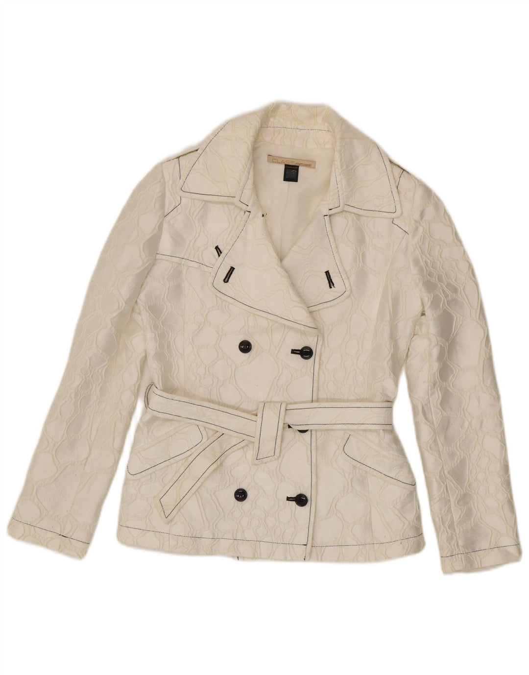 Roberto Cavalli Chaqueta Blazer para Mujer IT 42 Medio Blanco Roto Geométrico
