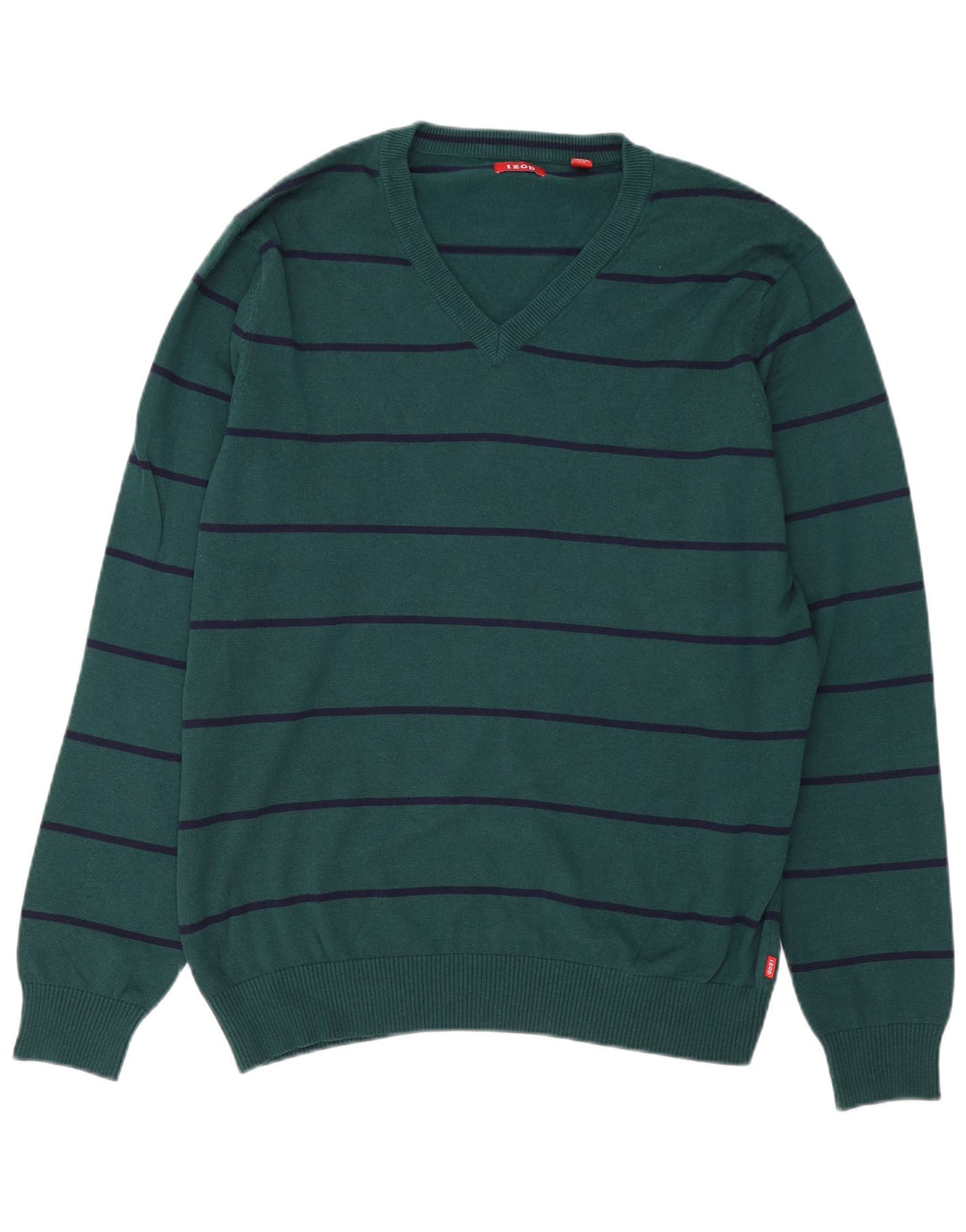 IZOD Jersey con Cuello en V para Hombre de algodón a Rayas Verde Grande